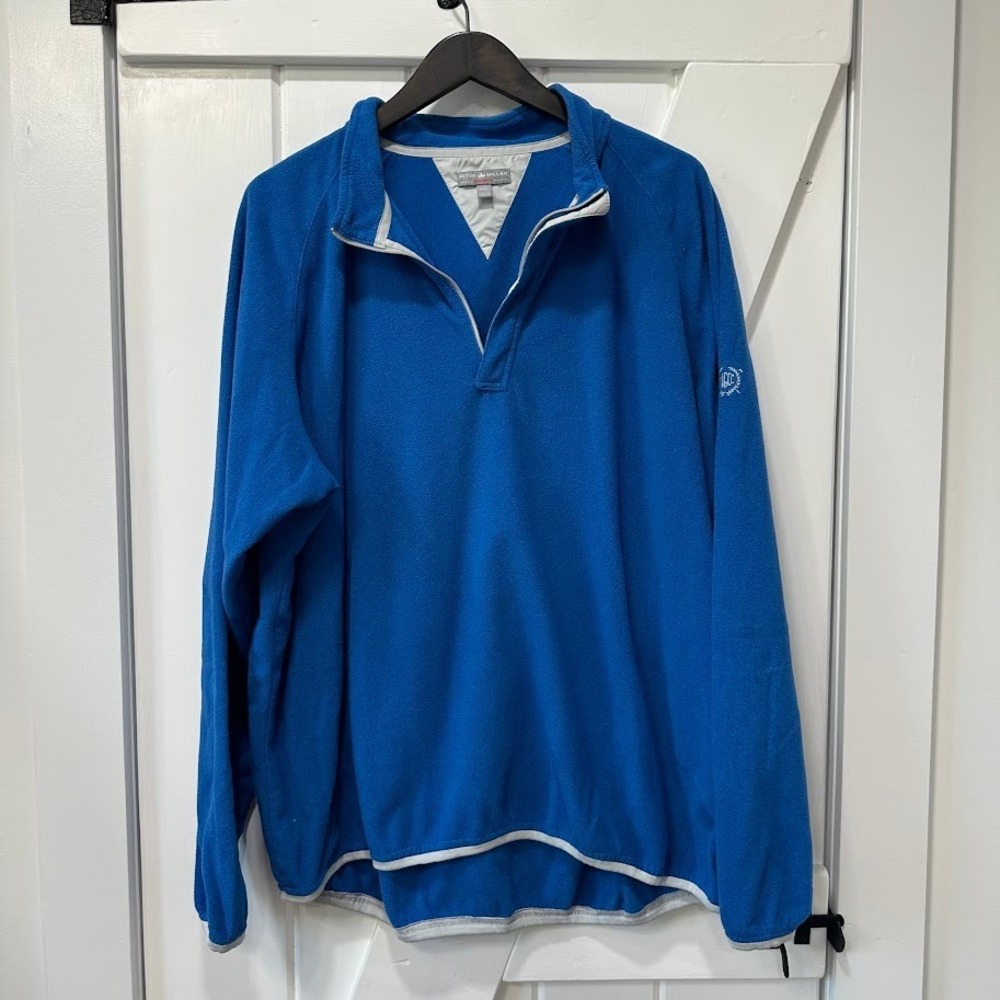 Peter Millar Warmth Mens Sweater Size XXL Blue Quarter Zip Fleece Pullover Golf